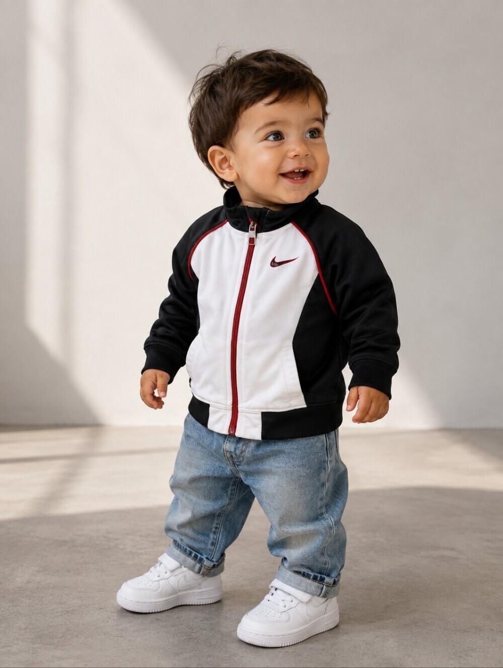 Nike Toddler Track Jacket Black White Red Zip Up Athletic Jacket 12M